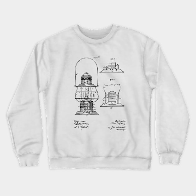 Lantern Vintage Patent Hand Drawing Crewneck Sweatshirt by TheYoungDesigns